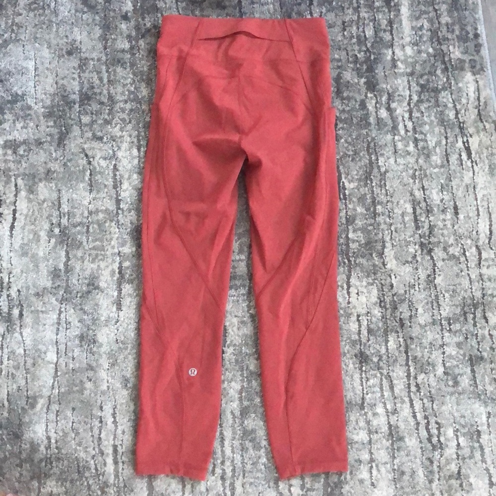 Lululemon 4 pace rival crop legging coral pockets